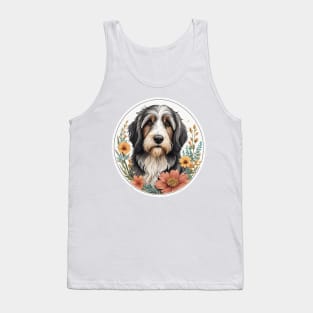 Cute Bearded Collie With Flowers Tank Top